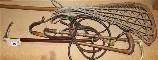 Riding crops, silver mounted, etc